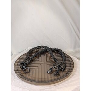 Black Reflective Bungee Dog Leash Coupler Double Lead Shock Absorbing No Tangle